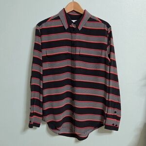 Equipment Silk Black and Red Striped Shirt